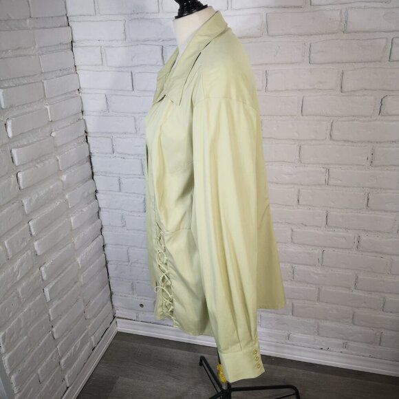 Penningtons Ladies Size 22 Mint Green V-neck Long Sleeve Button Front Blouse - Picture 5 of 10